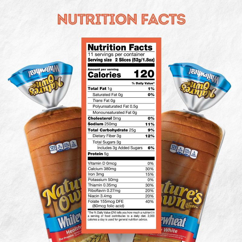 slide 7 of 15, Nature's Own White Wheat Bread - 20oz, 20 oz