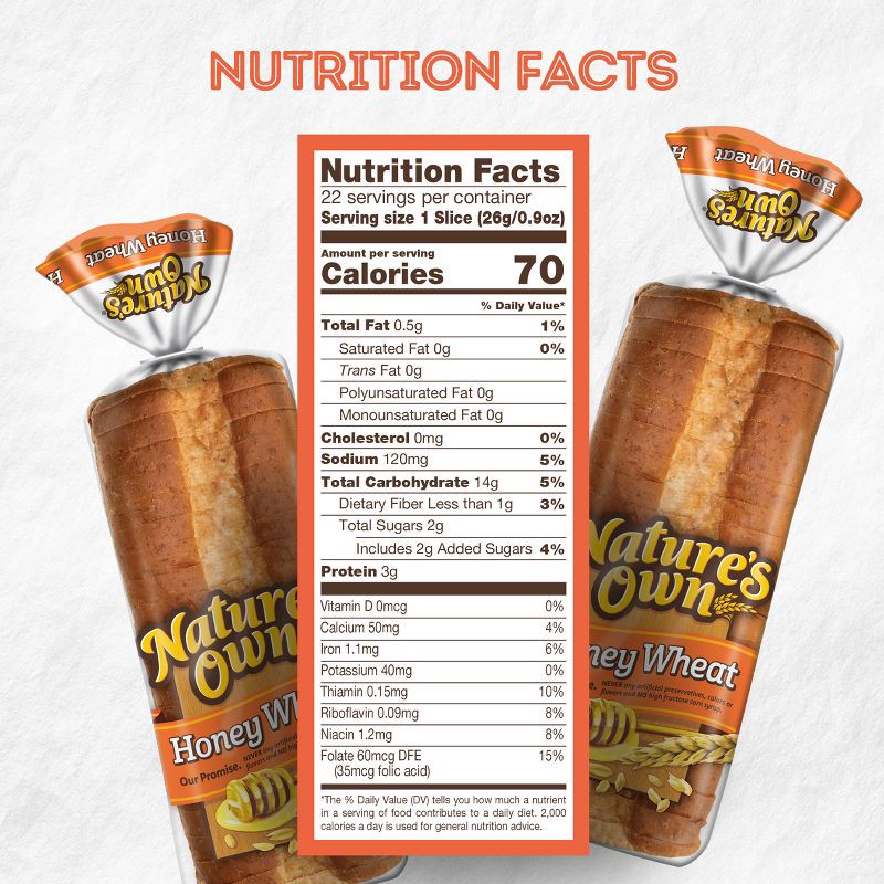 slide 7 of 16, Nature's Own Honey Wheat Bread - 20oz, 20 oz