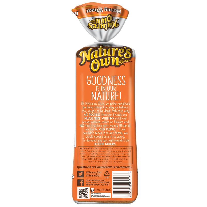 slide 8 of 9, Natures Own Nature's Own Honey Wheat Bread - 20oz, 20 oz