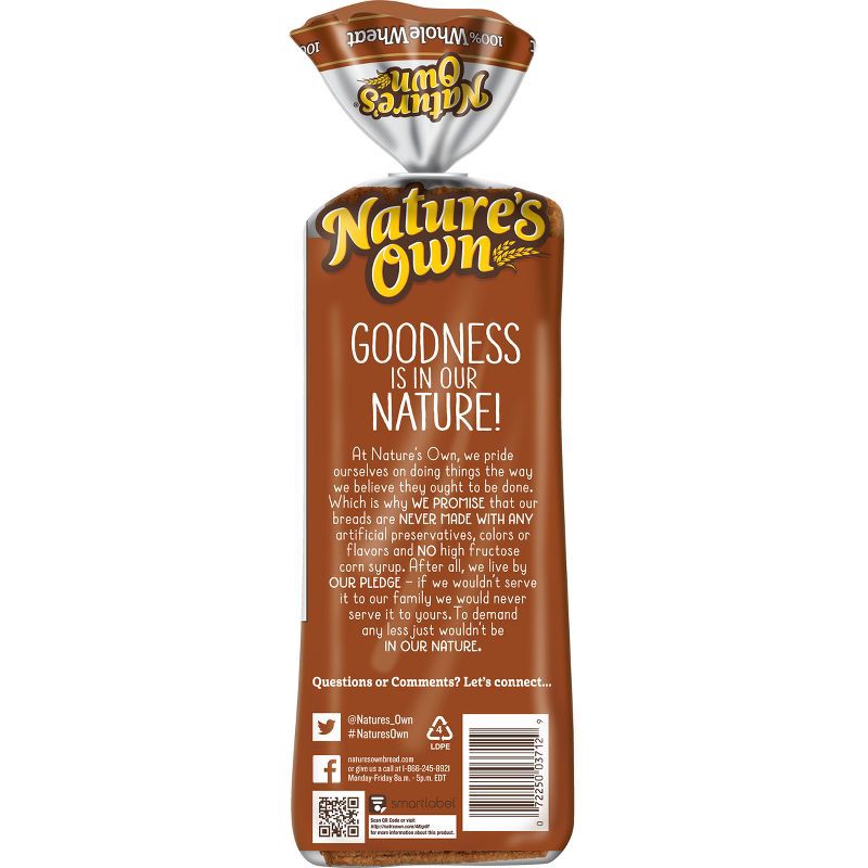 slide 13 of 14, Natures Own Nature's Own 100% Whole Wheat Bread - 20oz, 20 oz