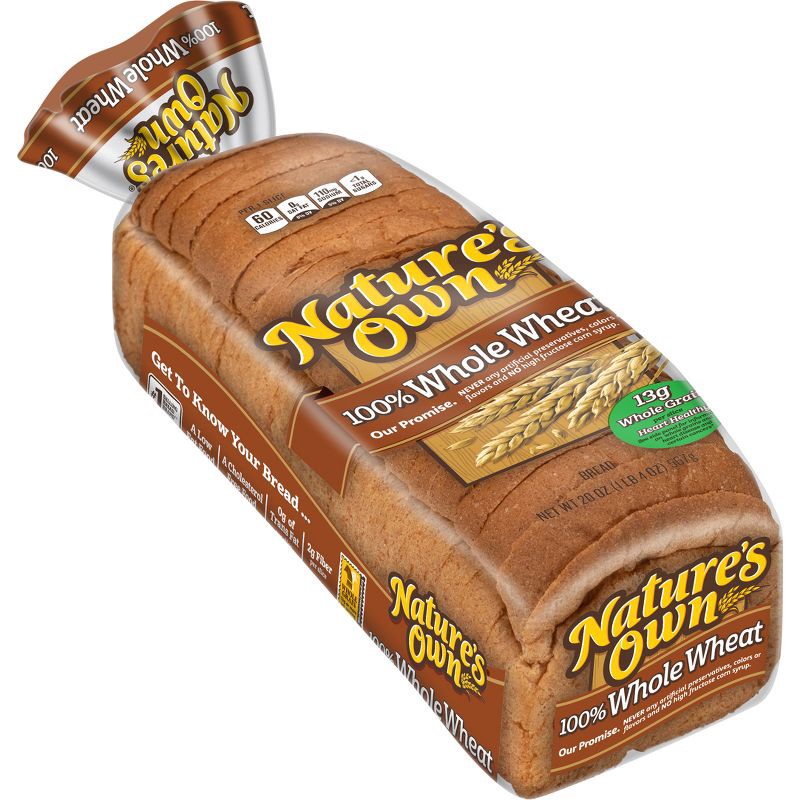 slide 9 of 14, Natures Own Nature's Own 100% Whole Wheat Bread - 20oz, 20 oz