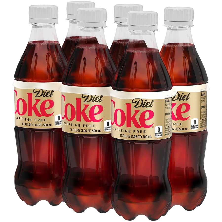 slide 2 of 9, Diet Coke Caffeine Free Soda Soft Drink, 16.9 fl oz, 6 Pack, 6 ct; 16.9 oz