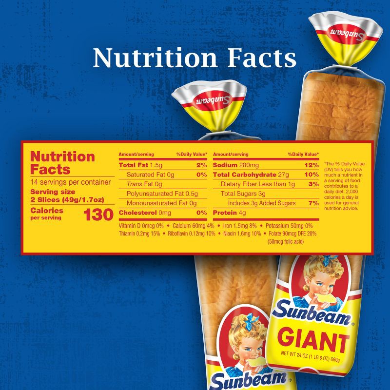 slide 6 of 15, Sunbeam Giant Sandwich Bread - 24oz, 24 oz