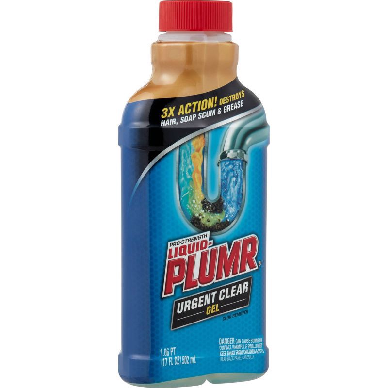 slide 9 of 10, Liquid-Plumr Industrial Strength Urgent Clear, Liquid Drain Cleaner - 17oz, 17 oz