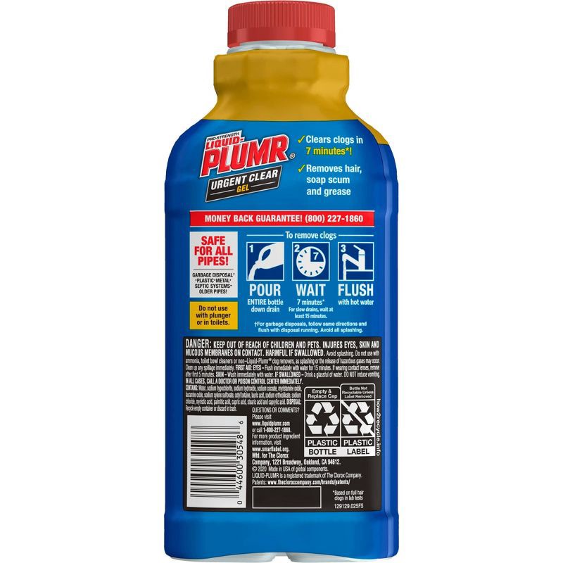 slide 10 of 10, Liquid-Plumr Industrial Strength Urgent Clear, Liquid Drain Cleaner - 17oz, 17 oz