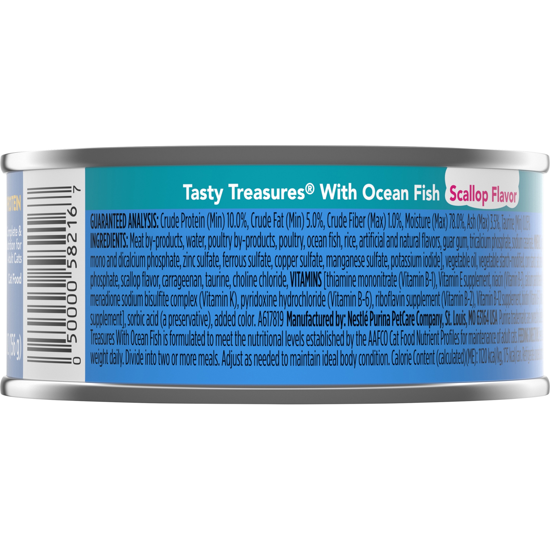 slide 4 of 7, Purina Friskies Tasty Treasures Ocean Fish Dinner with Cheese Pate Cat Food, 5.5 oz