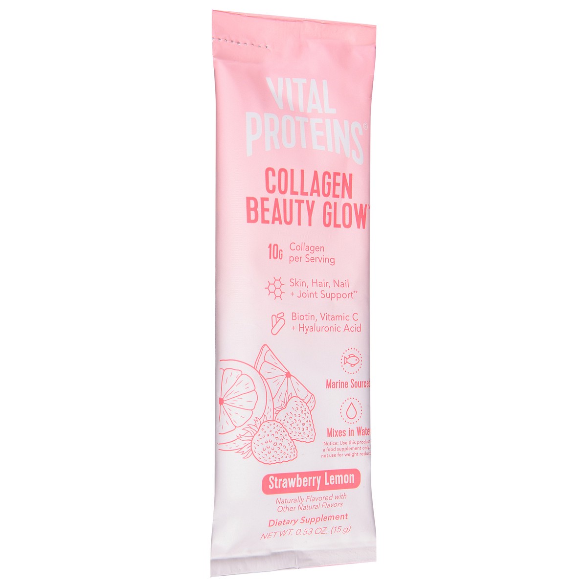 slide 2 of 9, Vital Proteins Beauty Glow Strawberry Lemon Collagen 0.53 oz, 0.53 oz