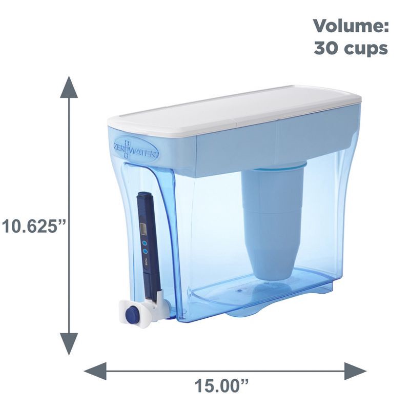 slide 9 of 12, ZeroWater 30 Cup Ready-Pour Water Filtering Dispenser with Free Water Quality Meter: BPA-Free, Removes Lead & Mercury, 1 ct