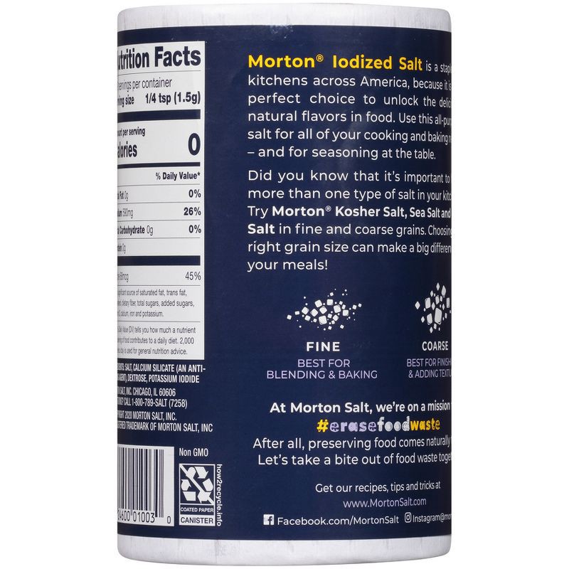 slide 7 of 8, Morton Iodized Salt - 26oz, 26 oz