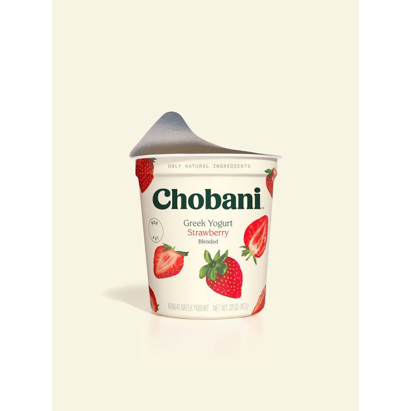 slide 3 of 5, Chobani Strawberry Blended Nonfat Greek Yogurt - 32oz, 32 oz