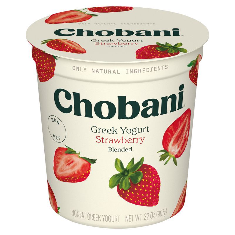 slide 1 of 5, Chobani Strawberry Blended Nonfat Greek Yogurt - 32oz, 32 oz