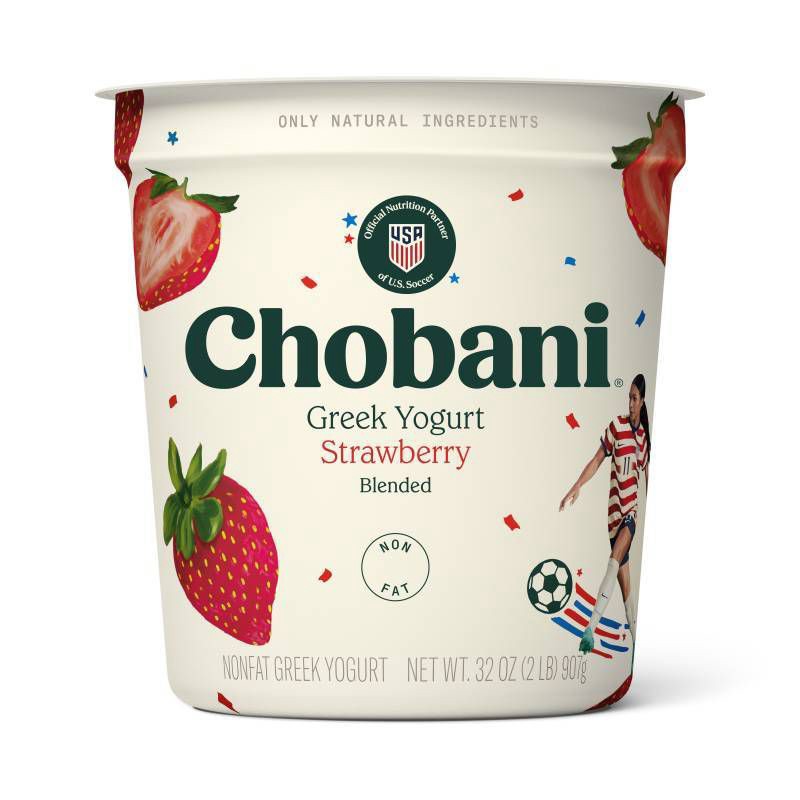 slide 1 of 5, Chobani Strawberry Blended Nonfat Greek Yogurt - 13g Protein 32oz, 13 gram, 32 oz