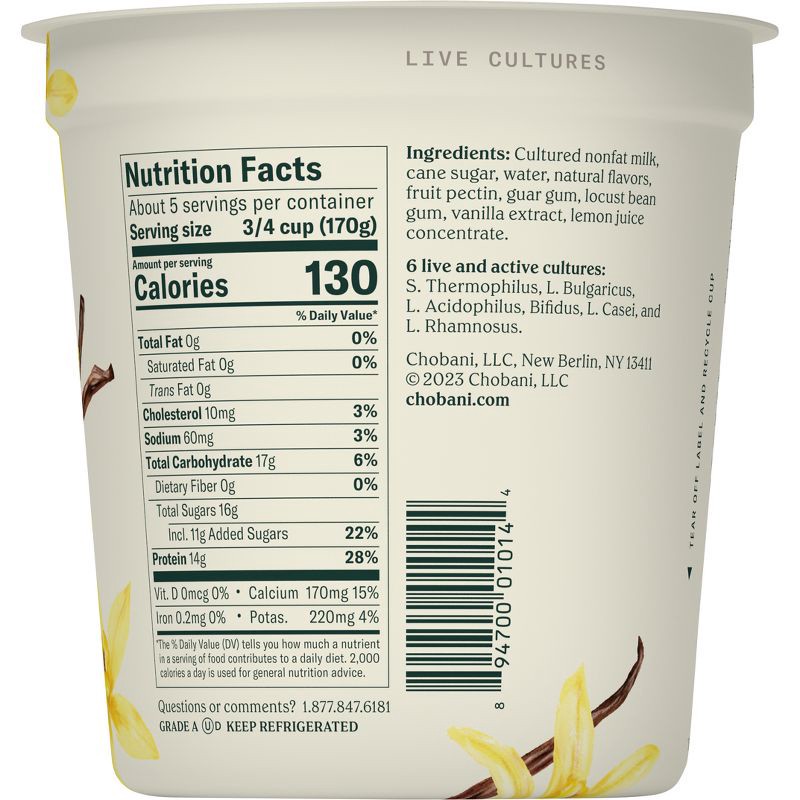 slide 2 of 7, Chobani Vanilla Blended Nonfat Greek Yogurt - 32oz, 32 oz