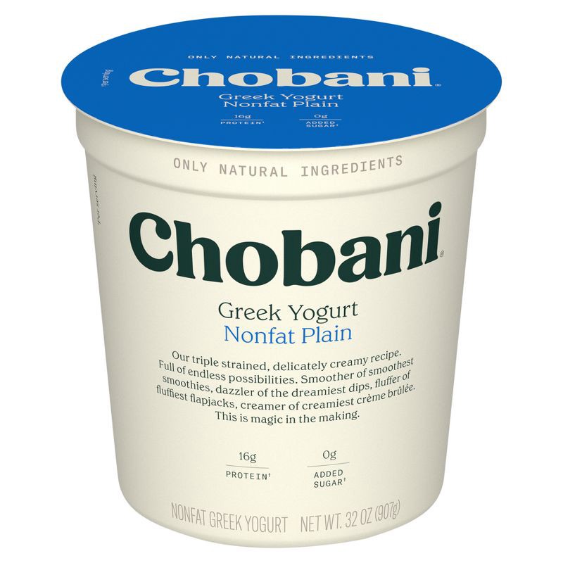 slide 1 of 7, Chobani Plain Nonfat Greek Yogurt - 32oz, 32 oz