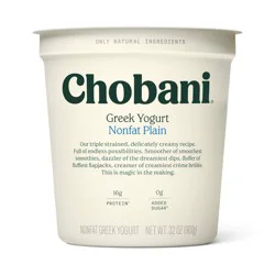 Chobani Plain Nonfat Greek Yogurt - 16g Protein 32oz