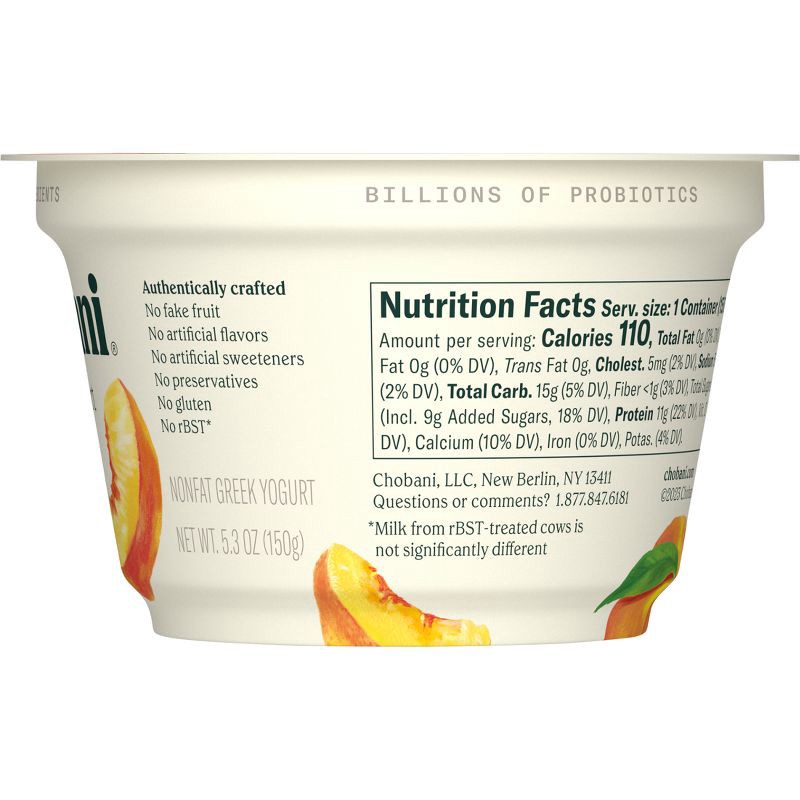 slide 3 of 8, Chobani Peach on the Bottom Nonfat Greek Yogurt - 5.3oz, 5.3 oz