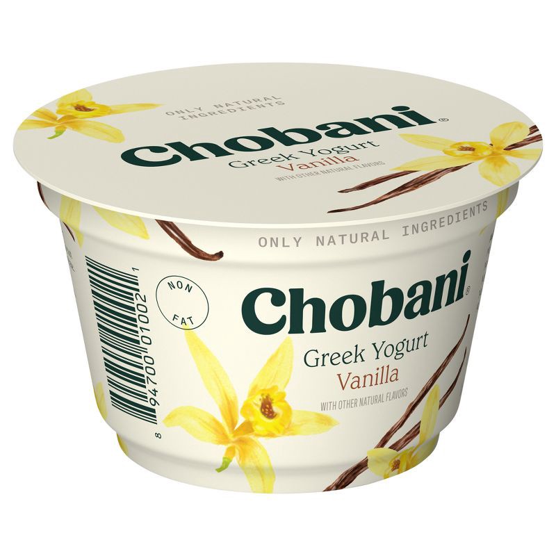 slide 2 of 7, Chobani Vanilla Blended Nonfat Greek Yogurt - 12g Protein 5.3oz, 12 gram, 5.3 oz