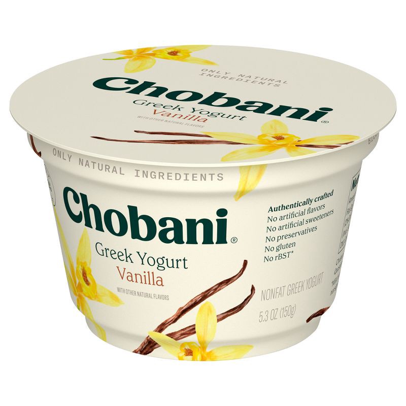 slide 7 of 7, Chobani Vanilla Blended Nonfat Greek Yogurt - 12g Protein 5.3oz, 12 gram, 5.3 oz