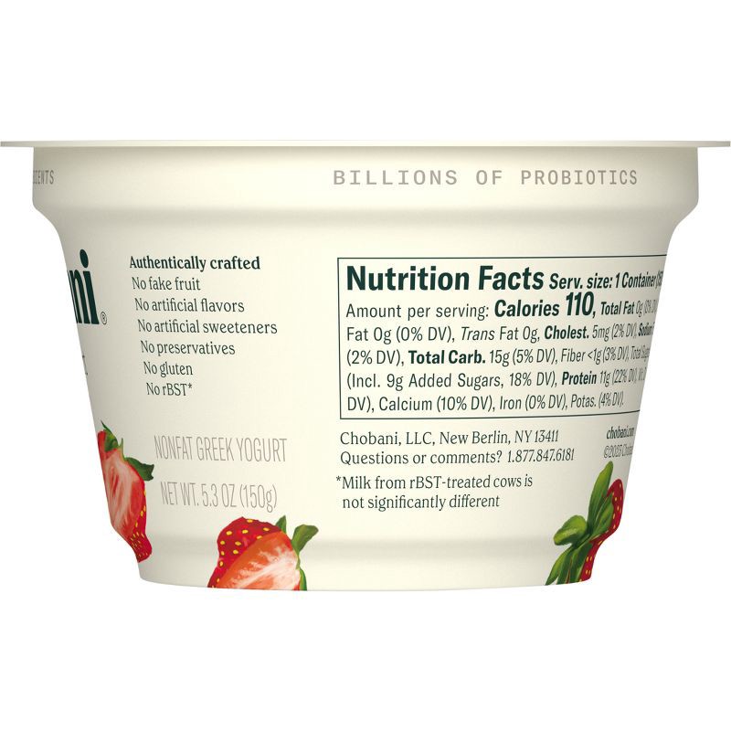slide 2 of 7, Chobani Strawberry on the Bottom Nonfat Greek Yogurt - 11g Protein 5.3oz, 11 gram, 5.3 oz
