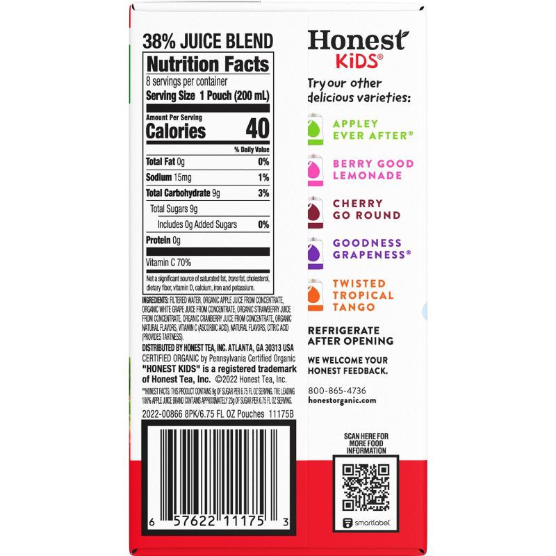 slide 4 of 8, Honest Kids Super Fruit Punch Organic Juice Drinks - 8pk/6.75 fl oz Pouches, 8 ct; 6.75 fl oz