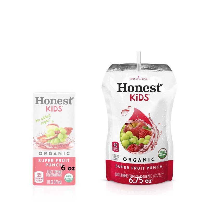 slide 6 of 8, Honest Kids Super Fruit Punch Organic Juice Drinks - 8pk/6.75 fl oz Pouches, 8 ct; 6.75 fl oz