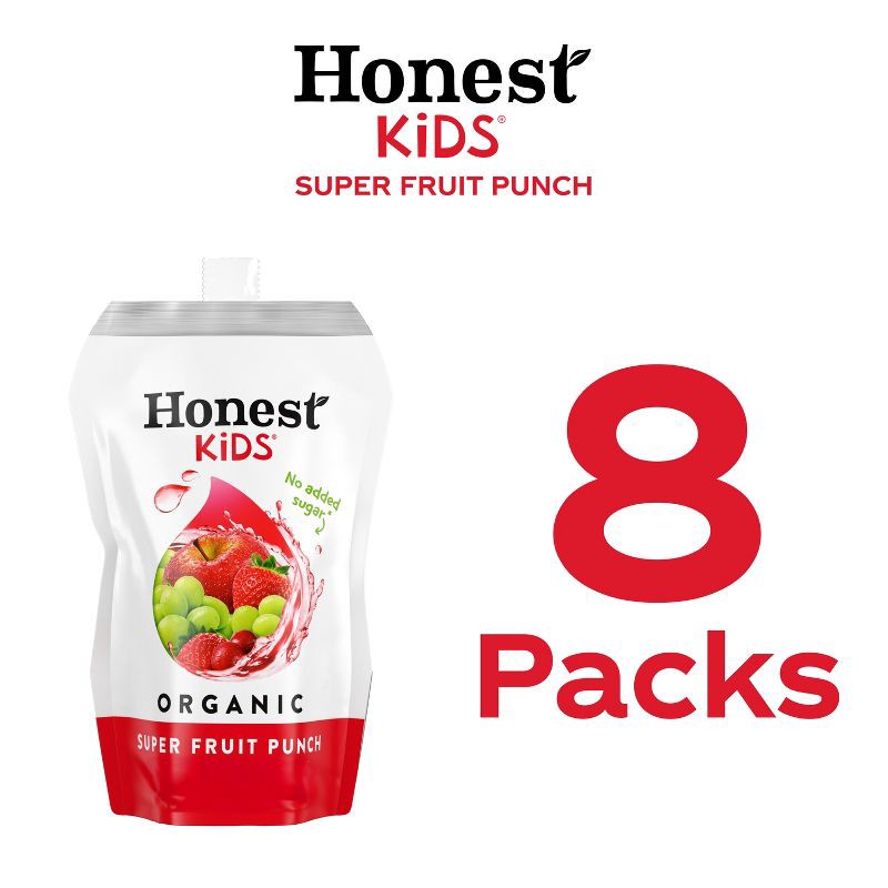 slide 6 of 8, Honest Kids Super Fruit Punch Organic Juice Drinks - 8pk/6.75 fl oz Pouches, 8 ct; 6.75 fl oz