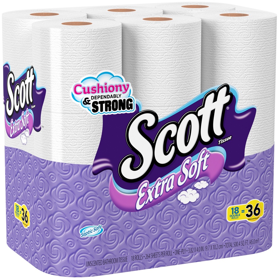 slide 2 of 3, Scott Extra Soft Toilet Paper - 18 Double Rolls, 18 ct