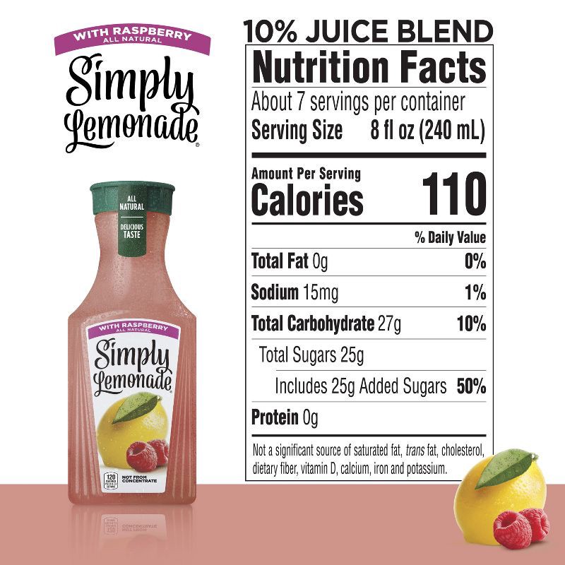 slide 8 of 8, Simply Beverages Simply Lemonade with Raspberry Juice - 52 fl oz, 52 fl oz