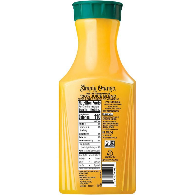 slide 3 of 3, Simply Beverages Simply Orange Pulp Free with Pineapple Juice - 52 fl oz, 52 fl oz