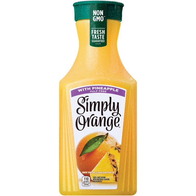 slide 1 of 3, Simply Beverages Simply Orange Pulp Free with Pineapple Juice - 52 fl oz, 52 fl oz