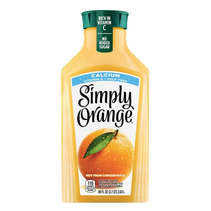 slide 1 of 5, Simply Beverages Simply Orange Pulp Free with Calcium & Vitamin D Juice - 89 fl oz, 89 fl oz
