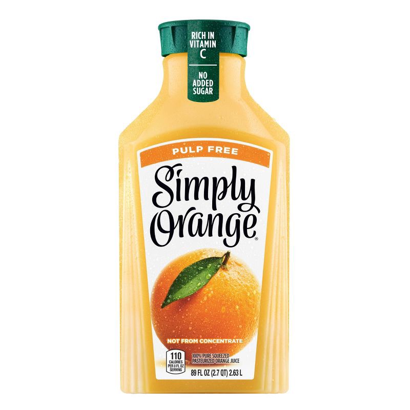 slide 1 of 5, Simply Beverages Simply Orange Pulp Free Juice - 89 fl oz, 89 fl oz