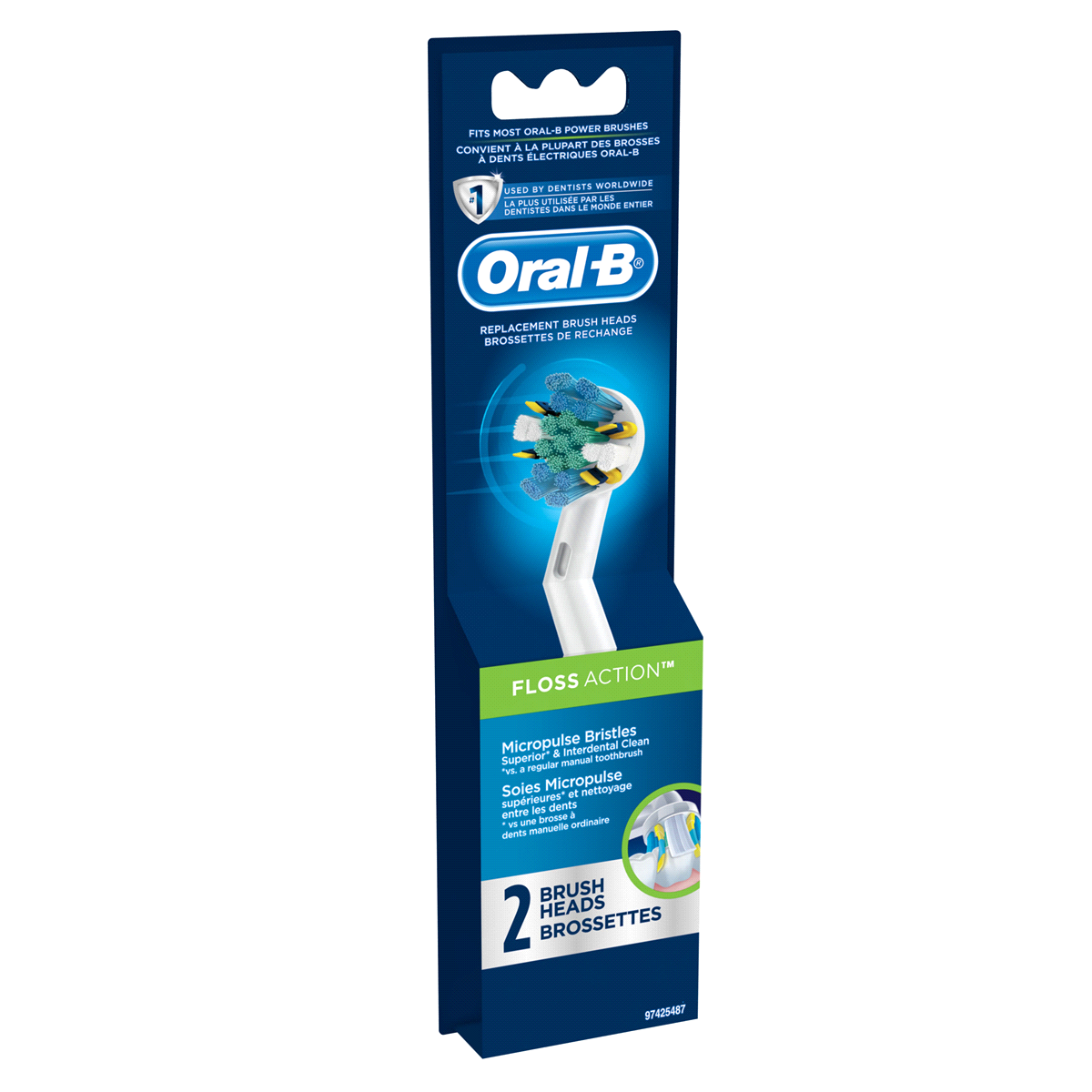 slide 3 of 3, Oral-B Floss Action Replacement Electric Toothbrush Head, 2 ct