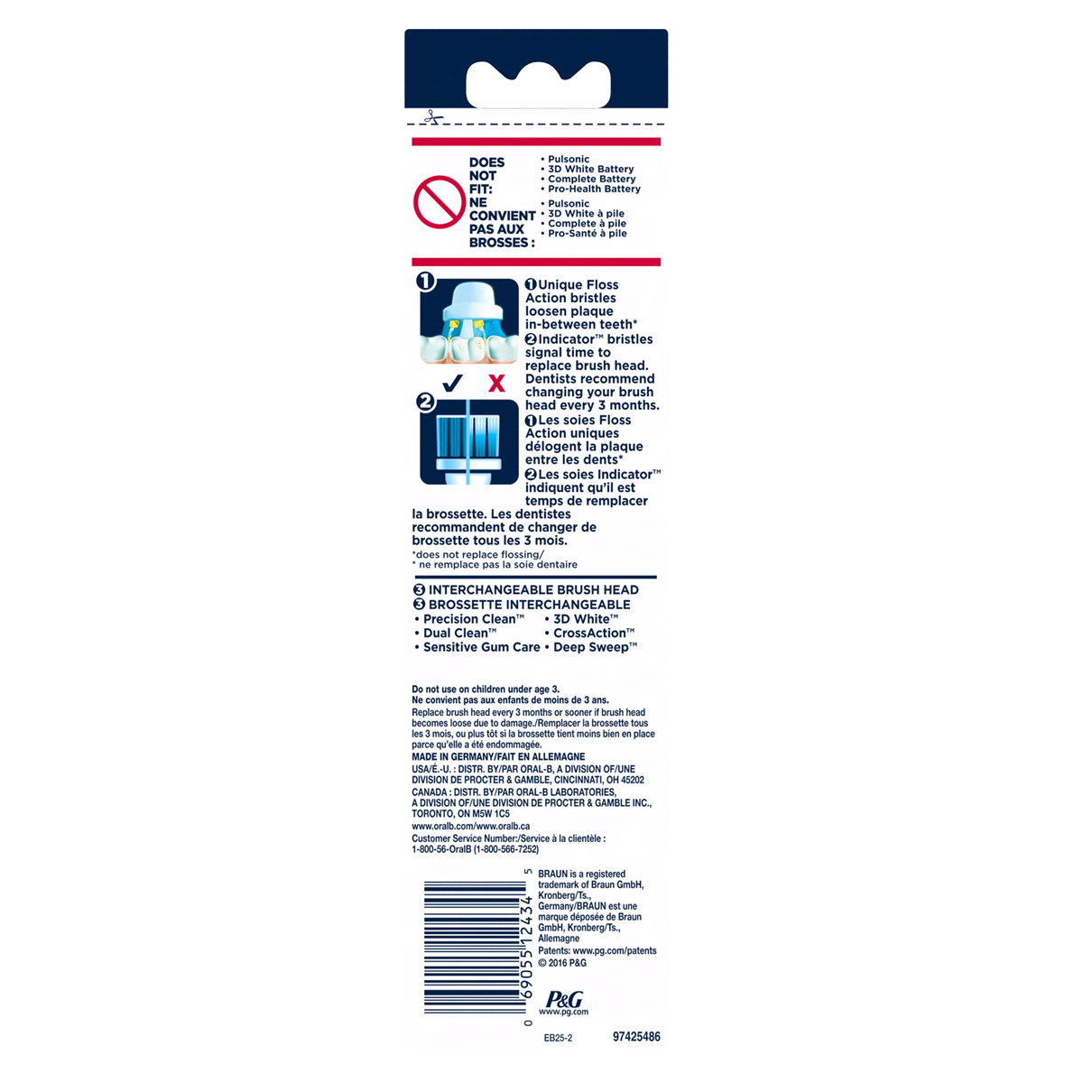 slide 2 of 3, Oral-B Floss Action Replacement Electric Toothbrush Head, 2 ct