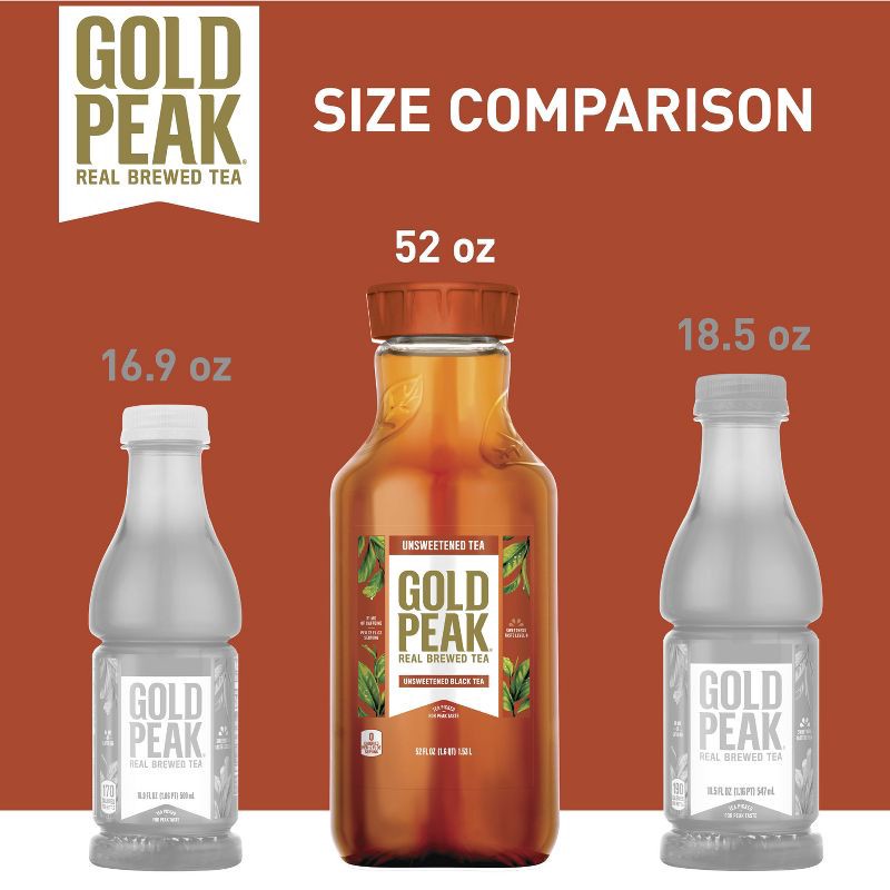 slide 5 of 9, Gold Peak Unsweetened Black Iced Tea Drink - 52 fl oz, 52 fl oz