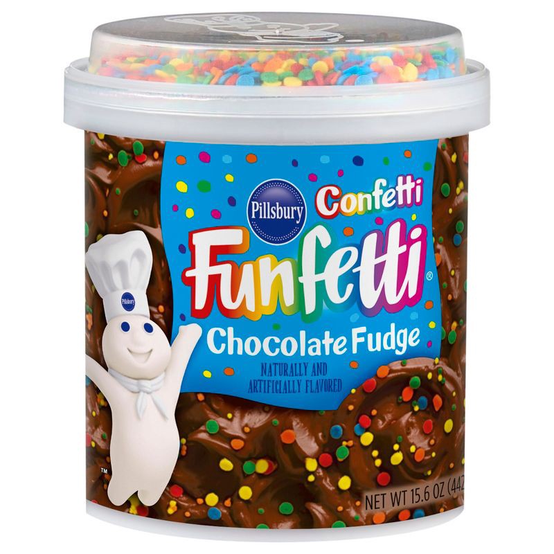 slide 1 of 9, Pillsbury Funfetti Confetti Chocolate Fudge Frosting - 15.6oz, 15.6 oz