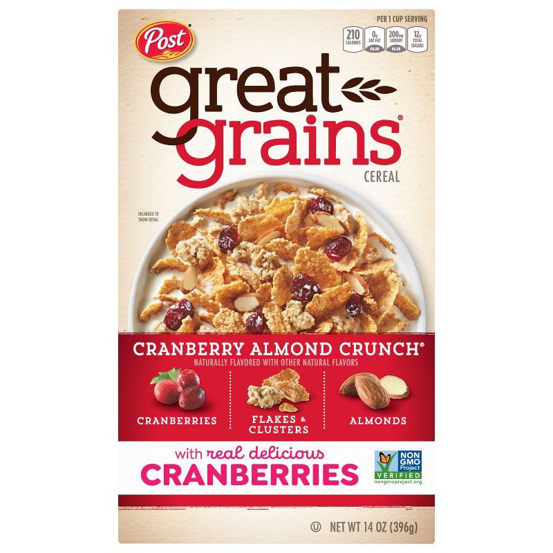 slide 2 of 19, Great Grains Cranberry Almond Crunch Breakfast Cereal - 14oz - Post, 14 oz