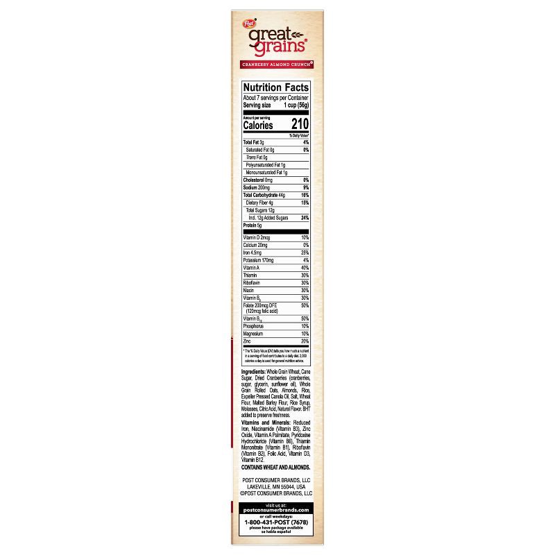 slide 18 of 19, Great Grains Cranberry Almond Crunch Breakfast Cereal - 14oz - Post, 14 oz