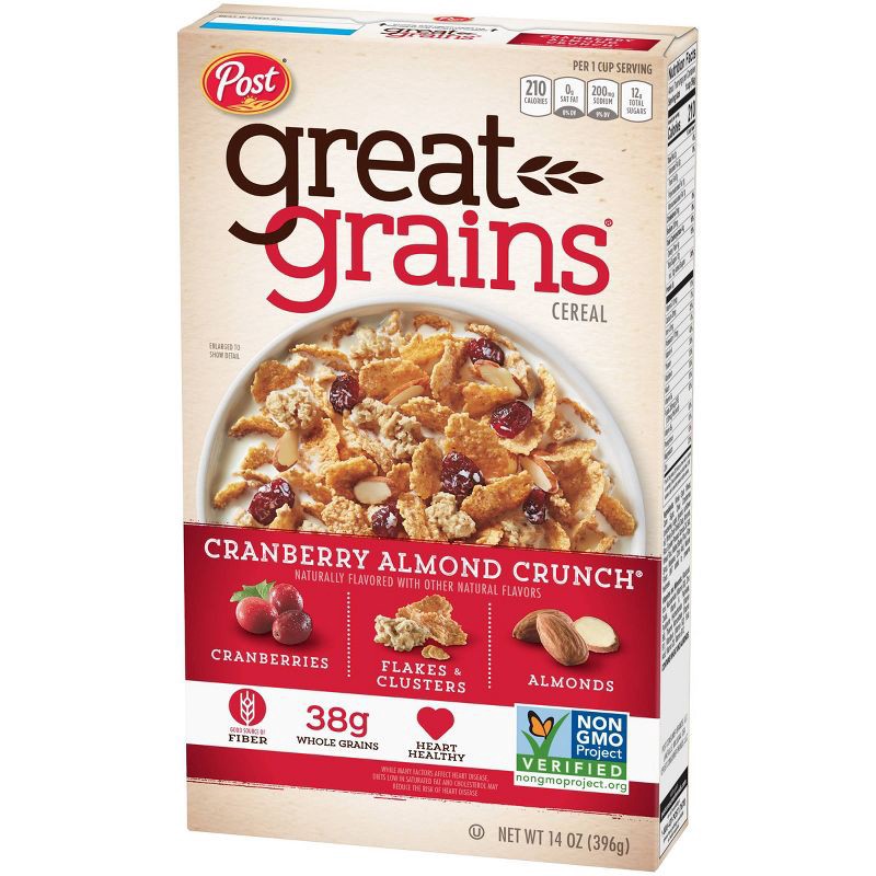 slide 8 of 19, Great Grains Cranberry Almond Crunch Breakfast Cereal - 14oz - Post, 14 oz