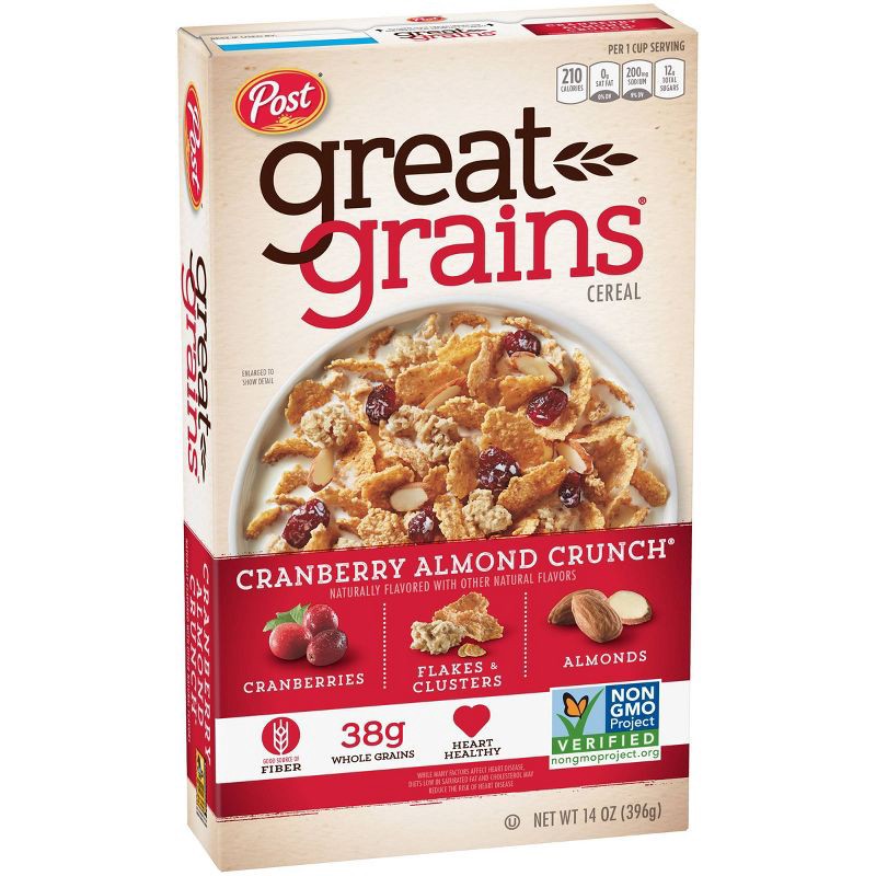 slide 9 of 19, Great Grains Cranberry Almond Crunch Breakfast Cereal - 14oz - Post, 14 oz