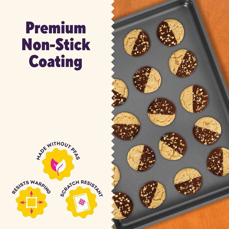 slide 4 of 9, Wilton Ultra Bake Professional 12" x 16" Nonstick Large Baking Pan: Steel Jelly Roll Pan, Dishwasher-Safe Baking Sheet, 1 ct