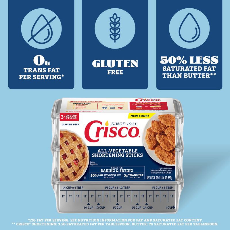 slide 5 of 11, Crisco All-Vegetable Shortening Baking Sticks - 3ct/20oz, 3 ct, 20 oz