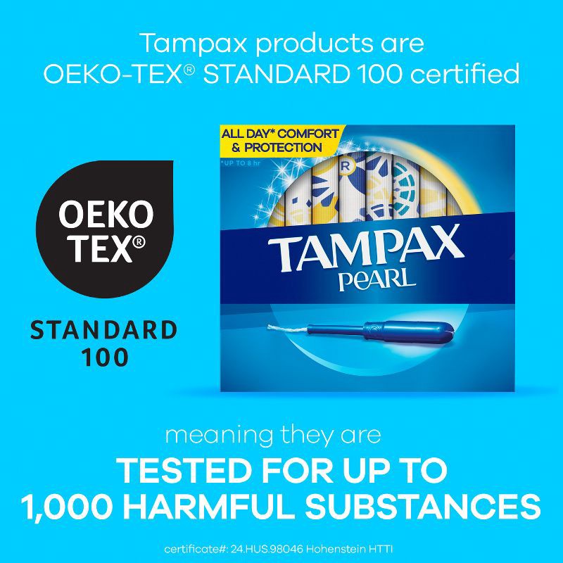 slide 3 of 10, Tampax Pearl Tampons Trio Pack with Plastic Applicator and LeakGuard Braid - Light/Regular/Super Absorbency - Unscented - 47ct, 47 ct