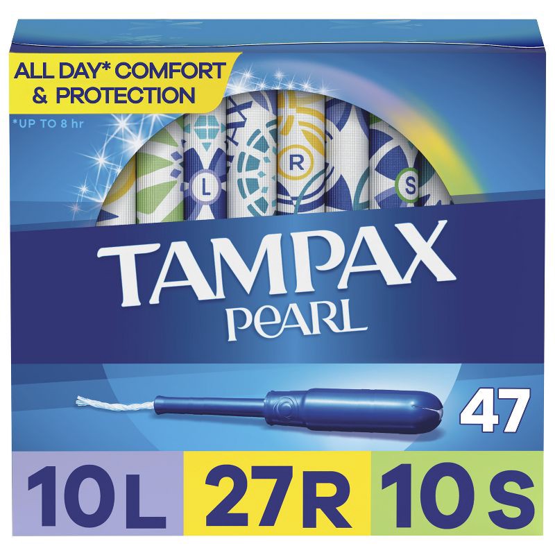 slide 1 of 10, Tampax Pearl Tampons Trio Pack with Plastic Applicator and LeakGuard Braid - Light/Regular/Super Absorbency - Unscented - 47ct, 47 ct