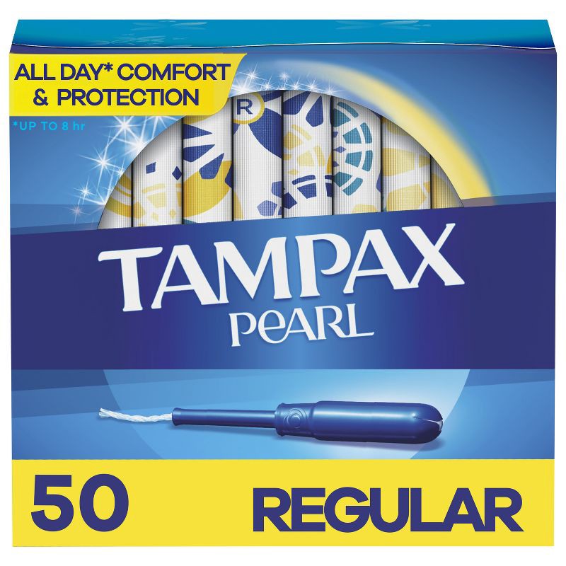 slide 1 of 9, Tampax Pearl Tampons Regular Absorbency with LeakGuard Braid - Unscented- 50ct, 50 ct