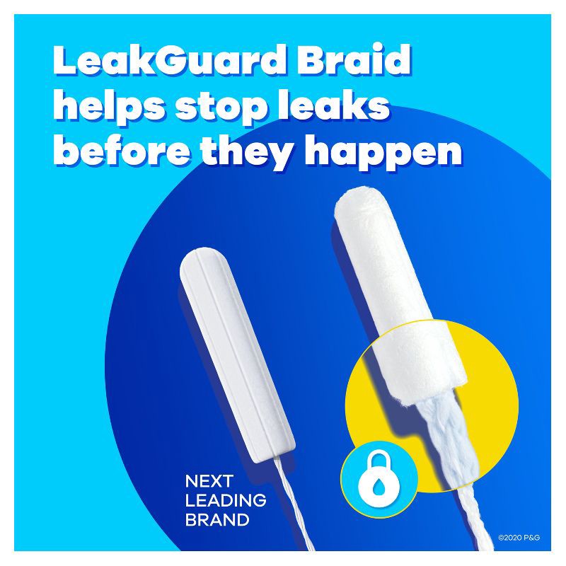 slide 4 of 9, Tampax Pearl Tampons Super Absorbency with LeakGuard Braid - Unscented - 50ct, 50 ct