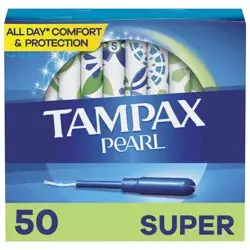 Tampax Pearl Tampons Super Absorbency with LeakGuard Braid - Unscented - 50ct