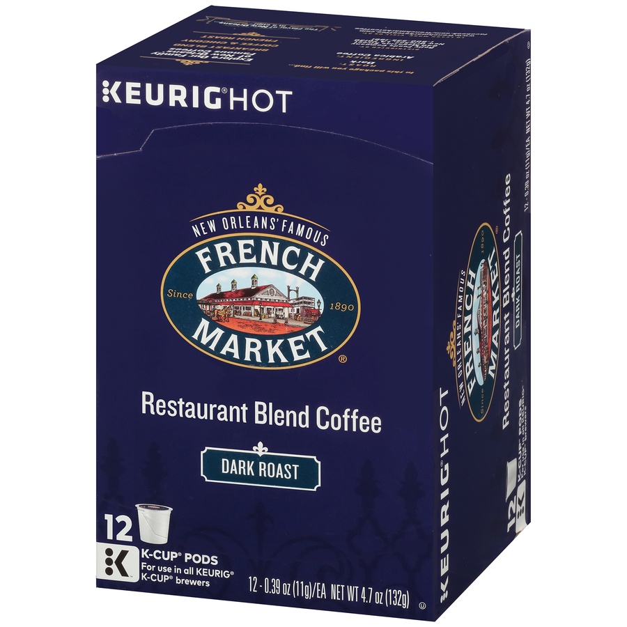 slide 4 of 7, French Market Coffee Restaurant Blend Dark Roast Coffee K-Cup Pods - 12 ct, 12 ct