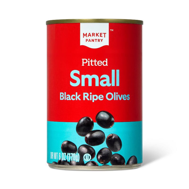 slide 1 of 3, Pitted Small Black Ripe Olives - 6oz - Market Pantry™, 6 oz