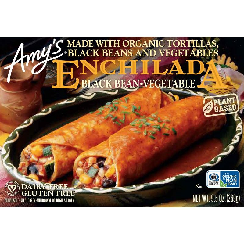 slide 4 of 4, Amy's Gluten Free and Vegan Frozen Black Bean & Vegetable Enchilada - 9.5oz, 9.5 oz